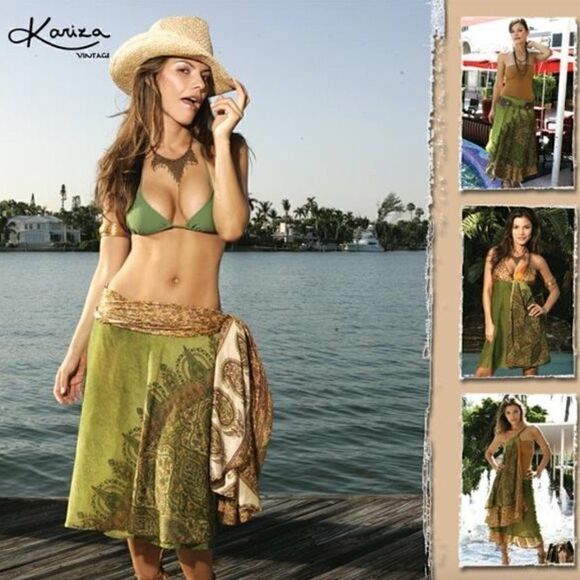 Kariza Silk Reversible Versatile Wrap Dress Skirt - Picture 1 of 12